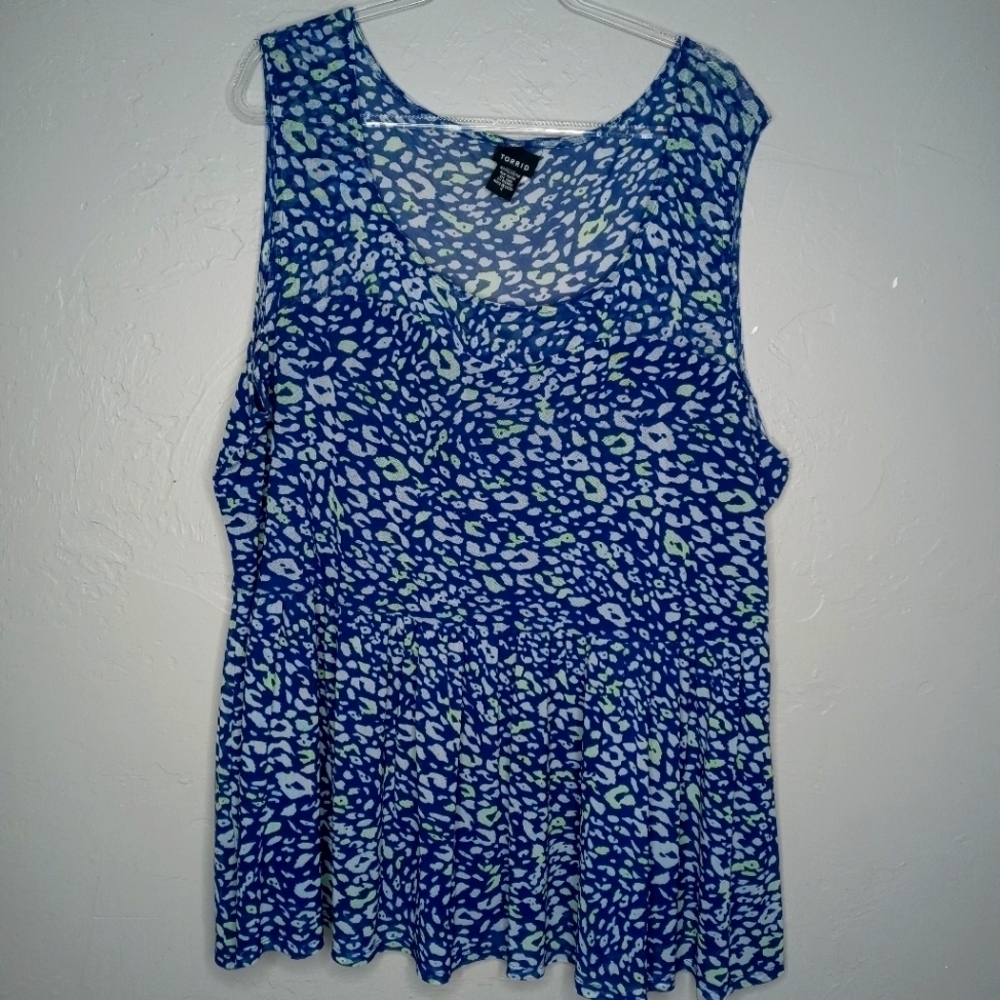 Torrid Blue and White Sleeveless Blouse
